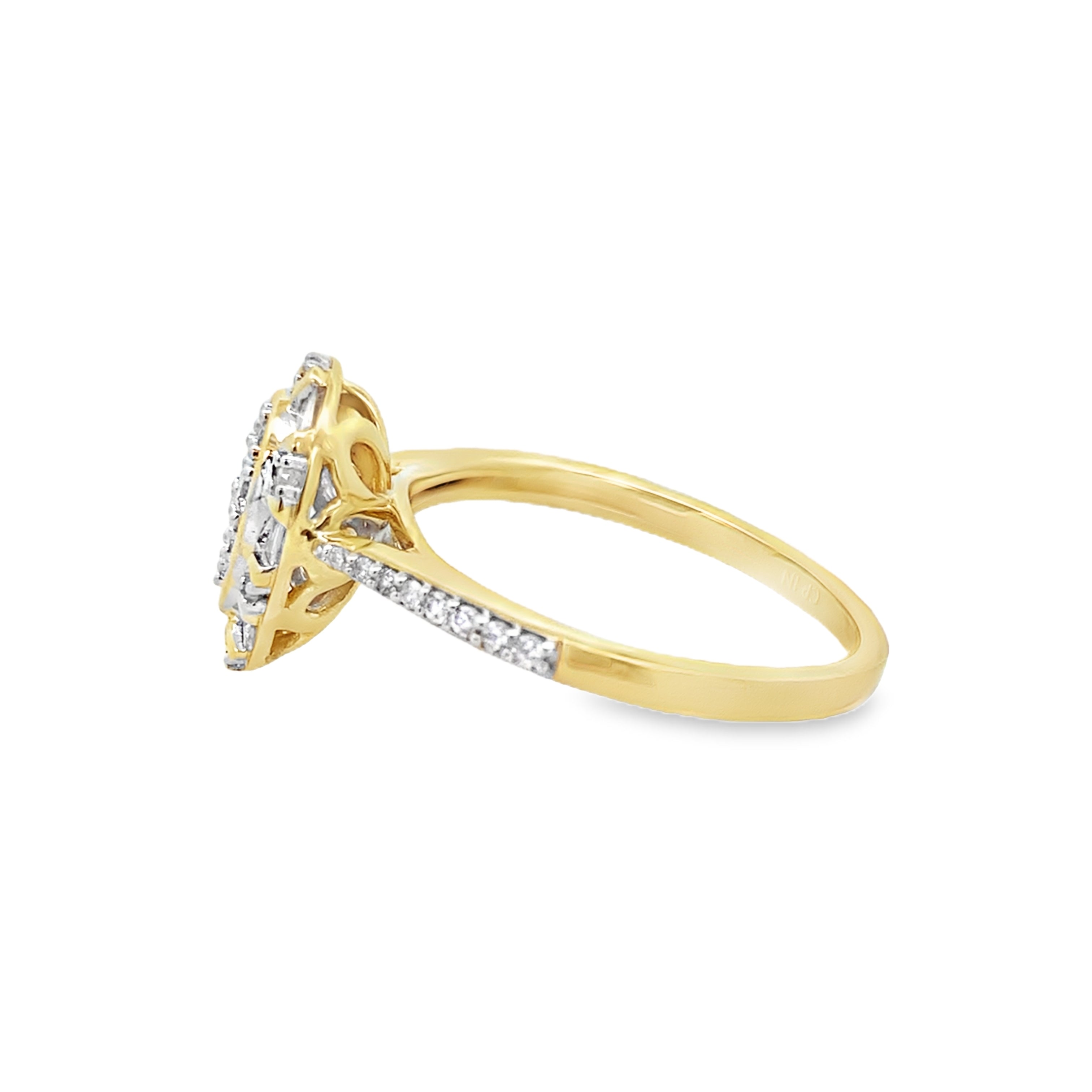 0.33Ctw 10K Yellow Gold Diamond Pear Engagement Ring Size 7 1.7Dwt