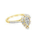 0.33Ctw 10K Yellow Gold Diamond Pear Engagement Ring Size 7 1.7Dwt