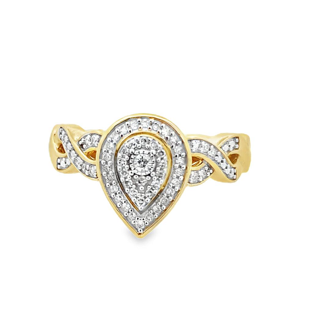 0.15Ctw 10K Yellow Gold Ladies Diamond Engagement Ring Size 7 2.0Dwt