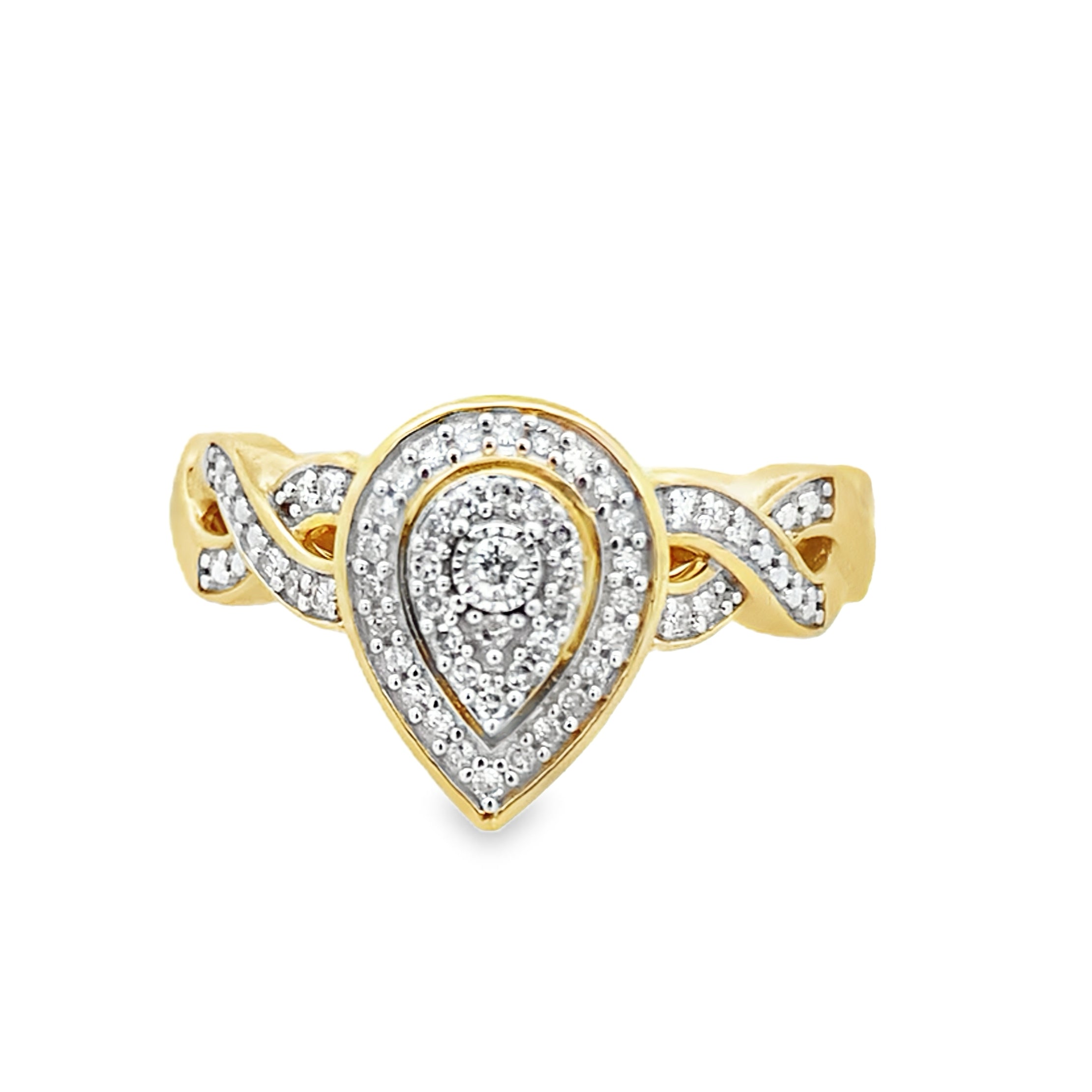 0.15Ctw 10K Yellow Gold Ladies Diamond Engagement Ring Size 7 2.0Dwt