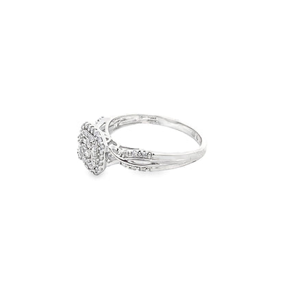 0.25Ctw 10K White Gold Diamond Engagement Ring Size 7 1.5Dwt