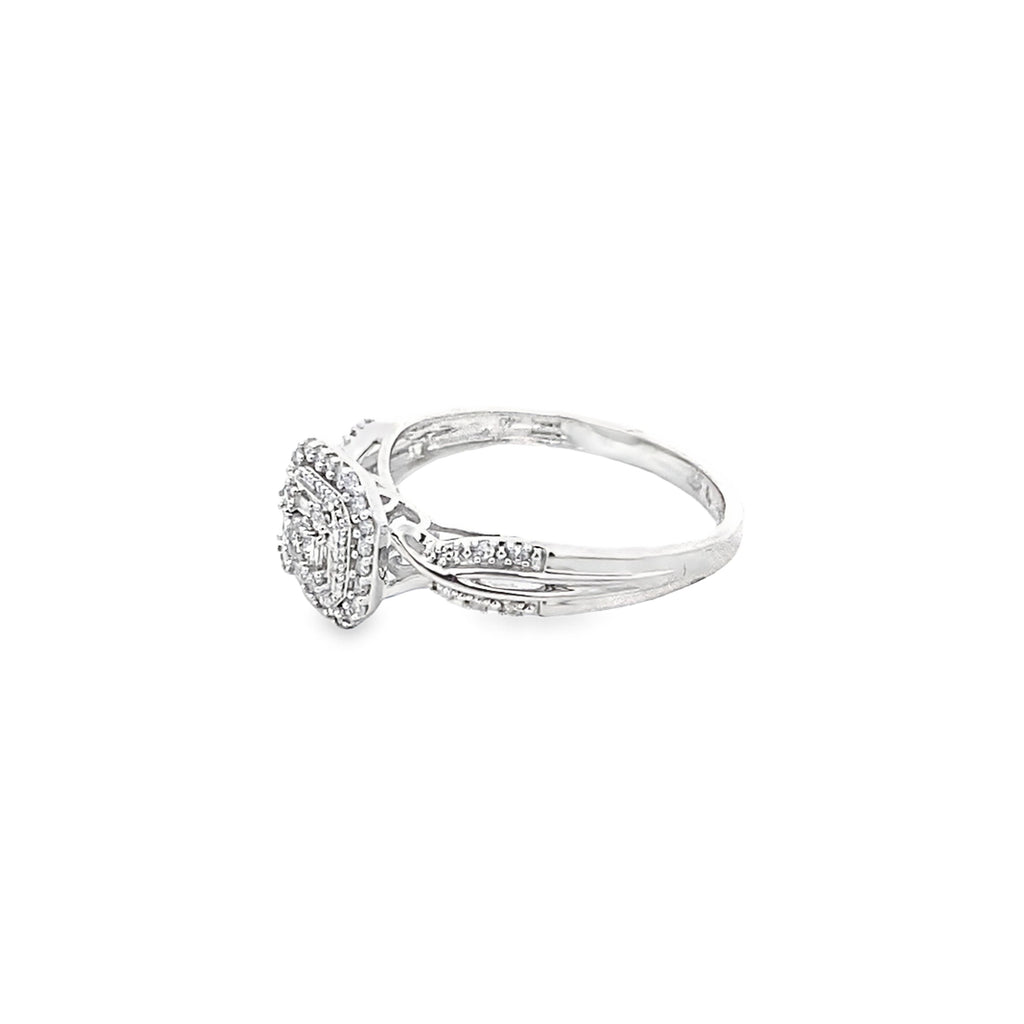0.25Ctw 10K White Gold Diamond Engagement Ring Size 7 1.5Dwt
