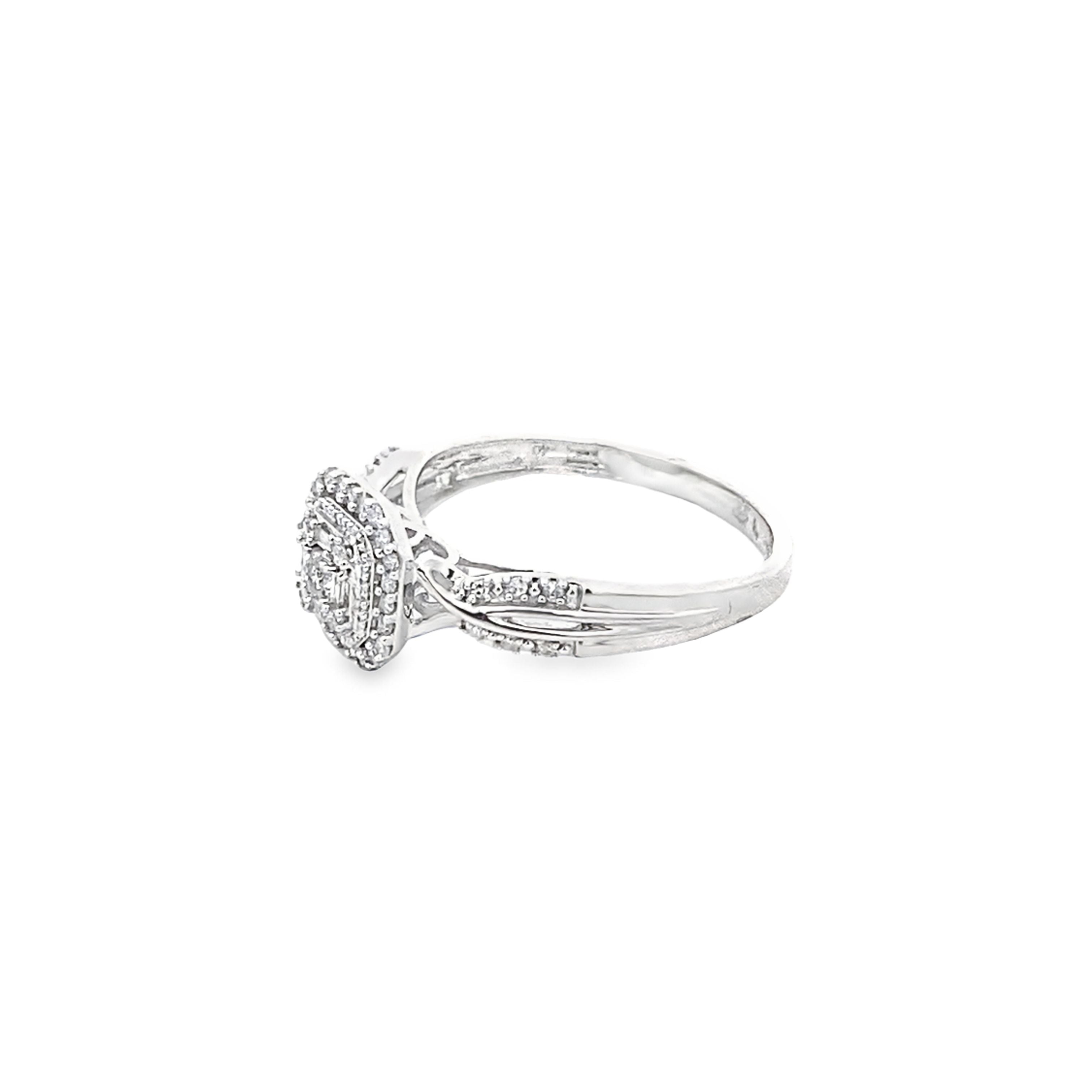 0.25Ctw 10K White Gold Diamond Engagement Ring Size 7 1.5Dwt