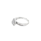 0.25Ctw 10K White Gold Halo Pear Shaped Diamond Engagement Ring Size 7 1.4Dwt