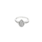 0.25Ctw 10K White Gold Halo Pear Shaped Diamond Engagement Ring Size 7 1.4Dwt