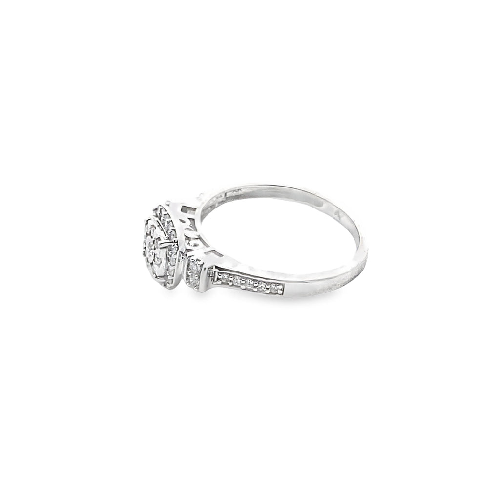 0.25Ctw 10K White Gold Diamond Engagement Ring Size 7 1.5Dwt