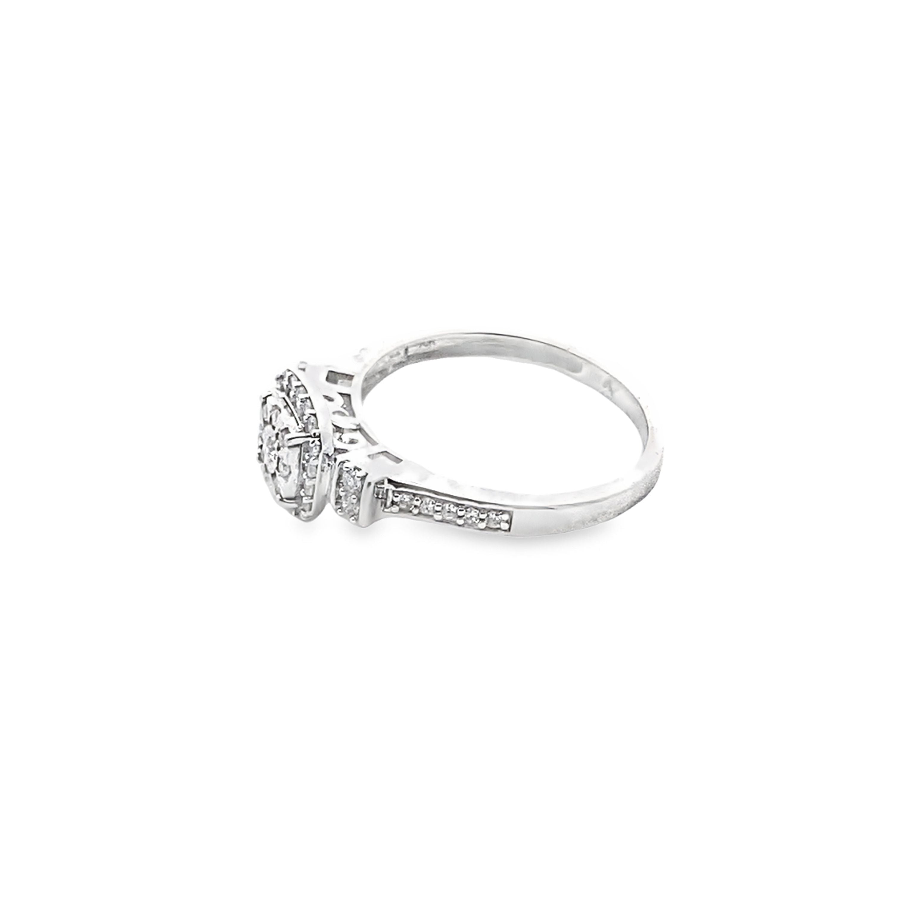 0.25Ctw 10K White Gold Diamond Engagement Ring Size 7 1.5Dwt