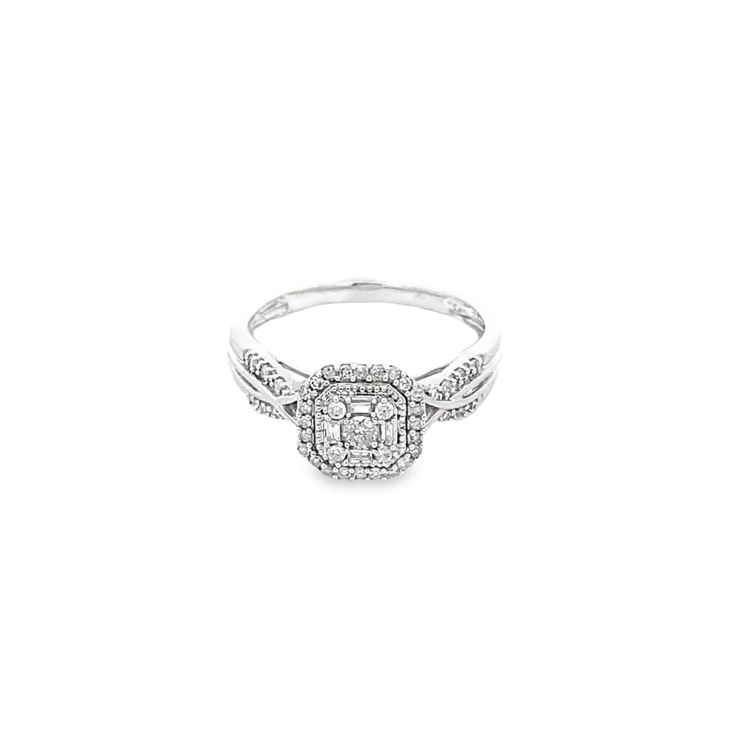 0.25Ctw 10K White Gold Diamond Engagement Ring Size 7 1.5Dwt