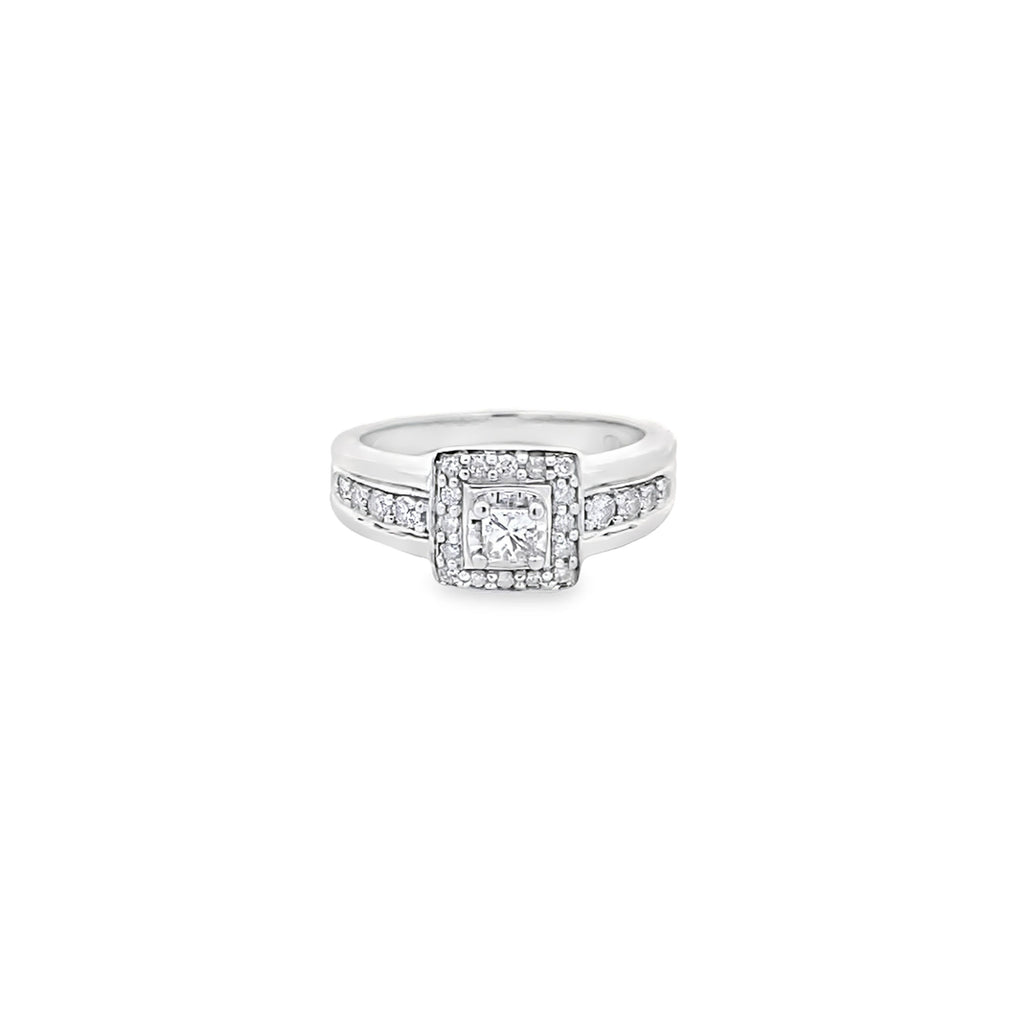 14K White Gold Diamond Engagement Ring Size 6 3.1Dwt