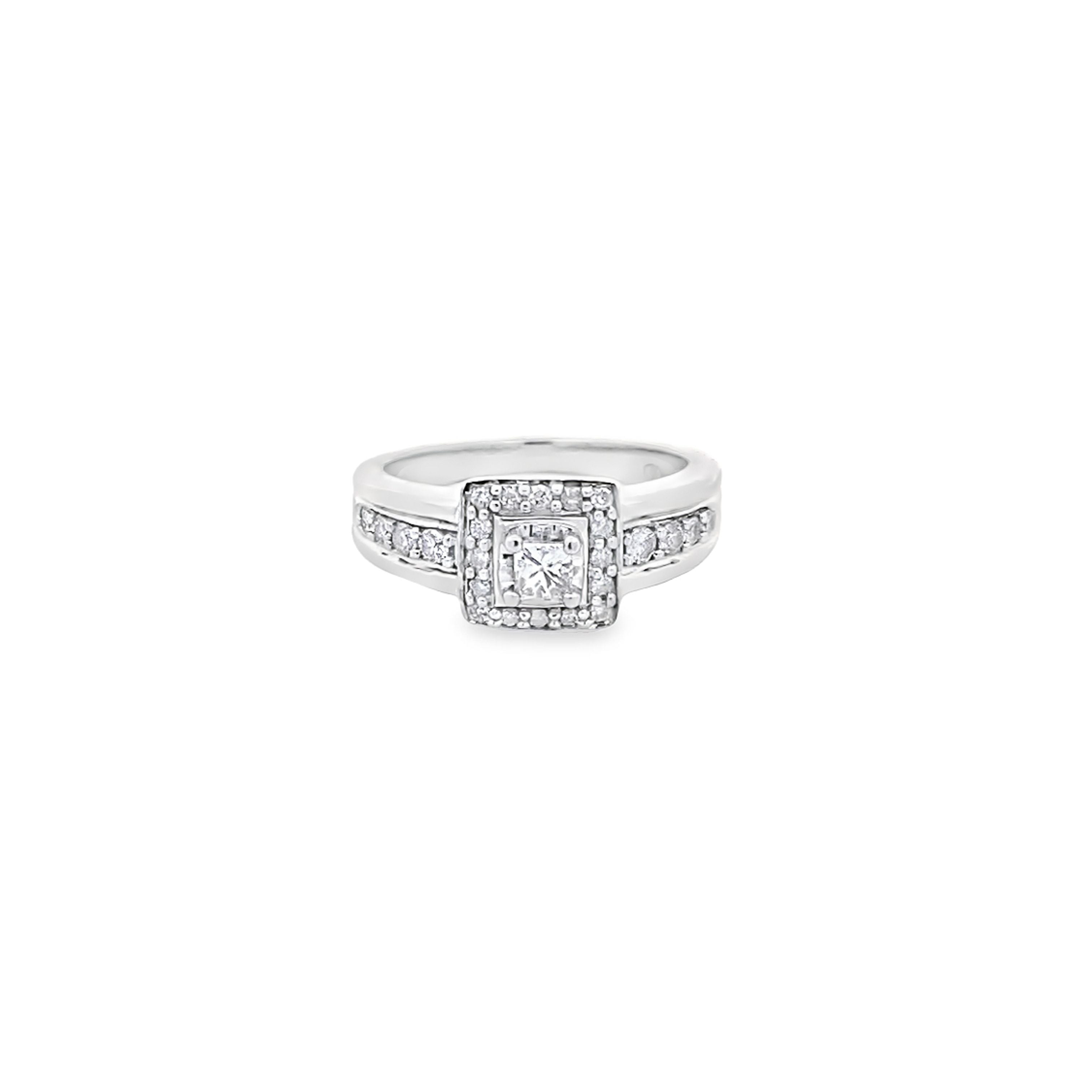 14K White Gold Diamond Engagement Ring Size 6 3.1Dwt