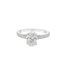 1.25Ct ( Ovl 1Ct) 14K White Gold Oval Lab Grown Diamond Engagement Ring Size 7 2.0Dwt
