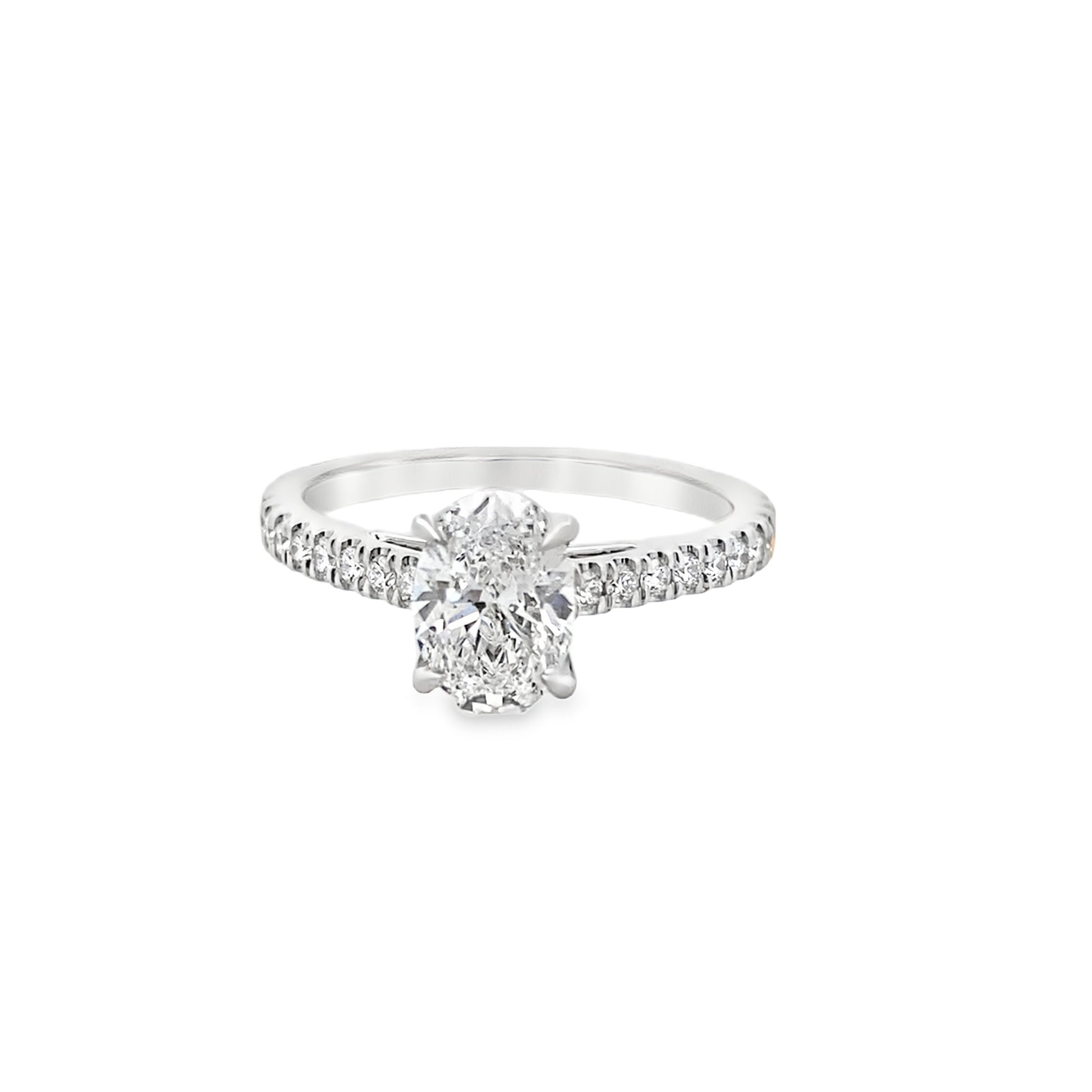 1.25Ct ( Ovl 1Ct) 14K White Gold Oval Lab Grown Diamond Engagement Ring Size 7 2.0Dwt