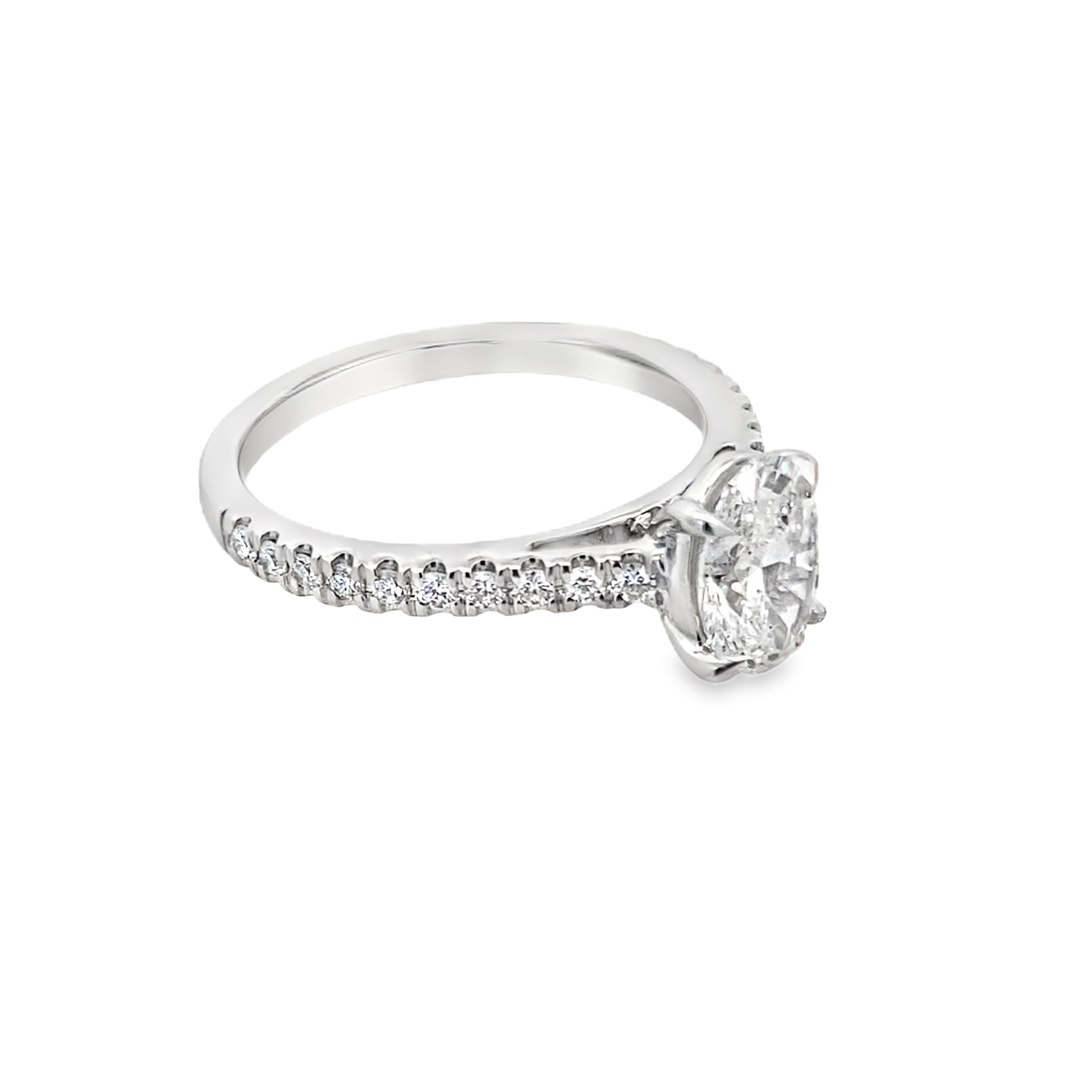 1.25Ct ( Ovl 1Ct) 14K White Gold Oval Lab Grown Diamond Engagement Ring Size 7 2.0Dwt