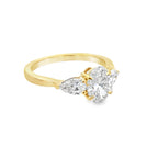 1.5Ct 14K Yellow Gold Lab Grown 3 Diamonds Engagement Ring Size 7 2.0Dwt