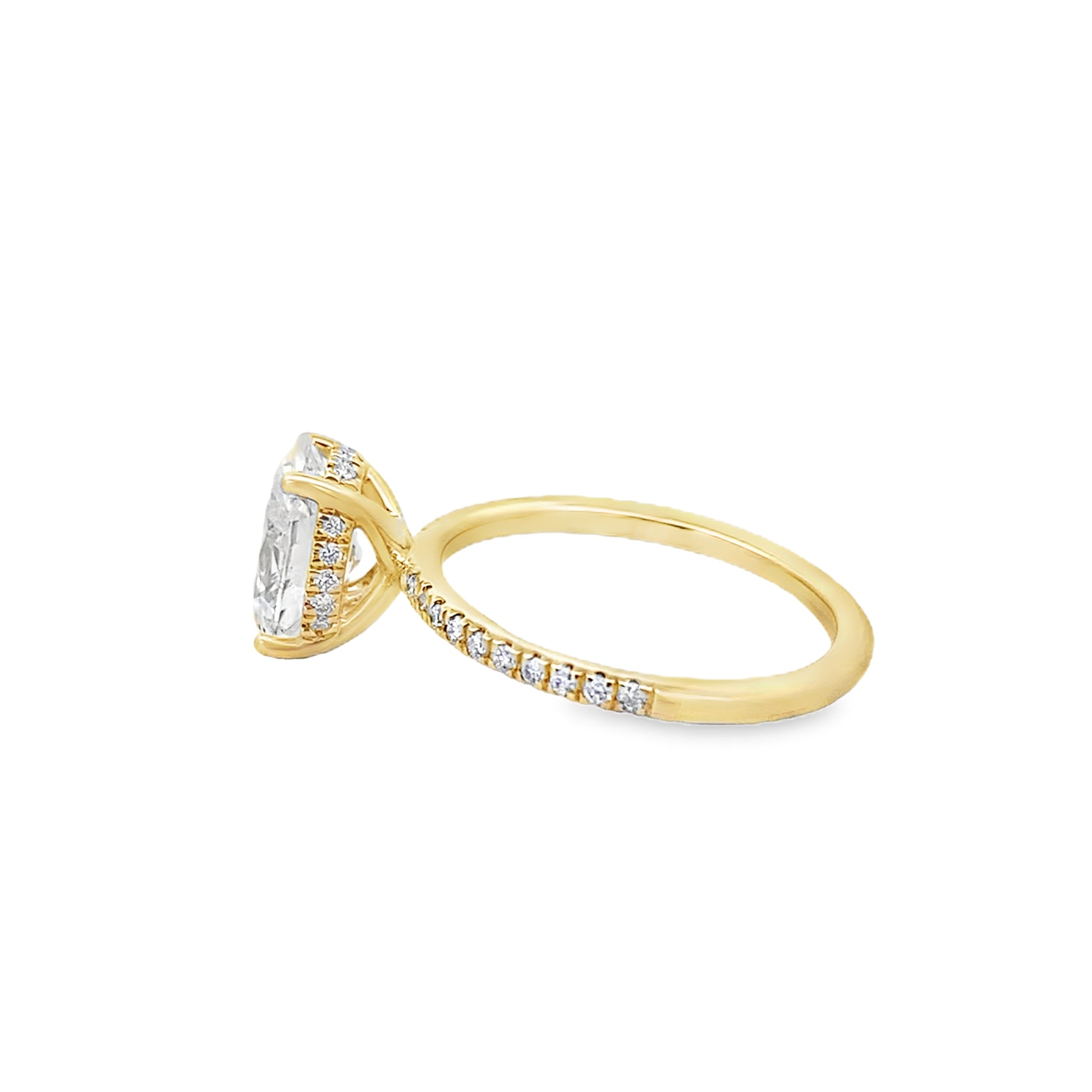 2.25Ct 14K Yellow Gold Lab Grown Diamond Halo Style Engagement Ring Size 7 1.8Dwt