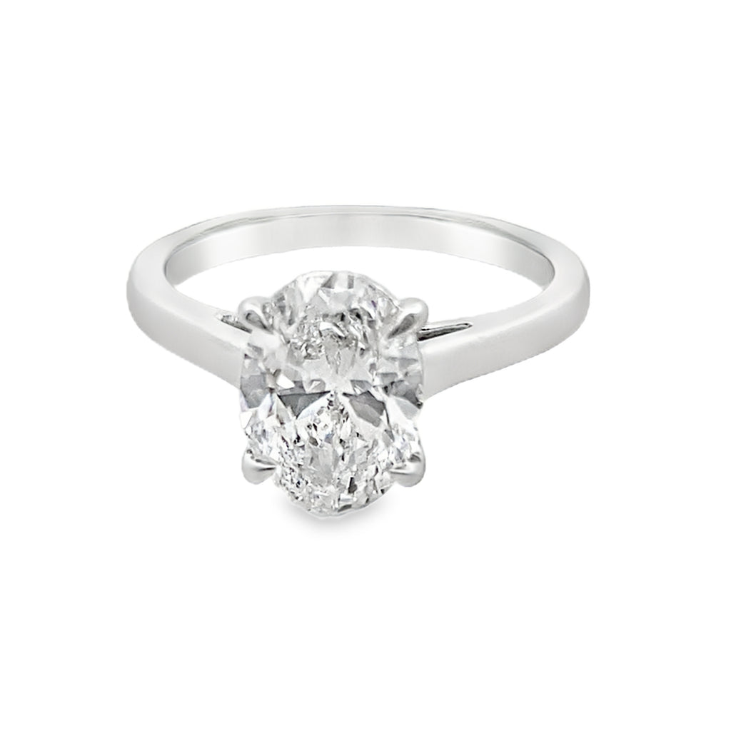 2.00Ctw 14K White Gold Lab Grown Oval Diamond Solitaire Engagement Ring Size 7 2.4Dwt