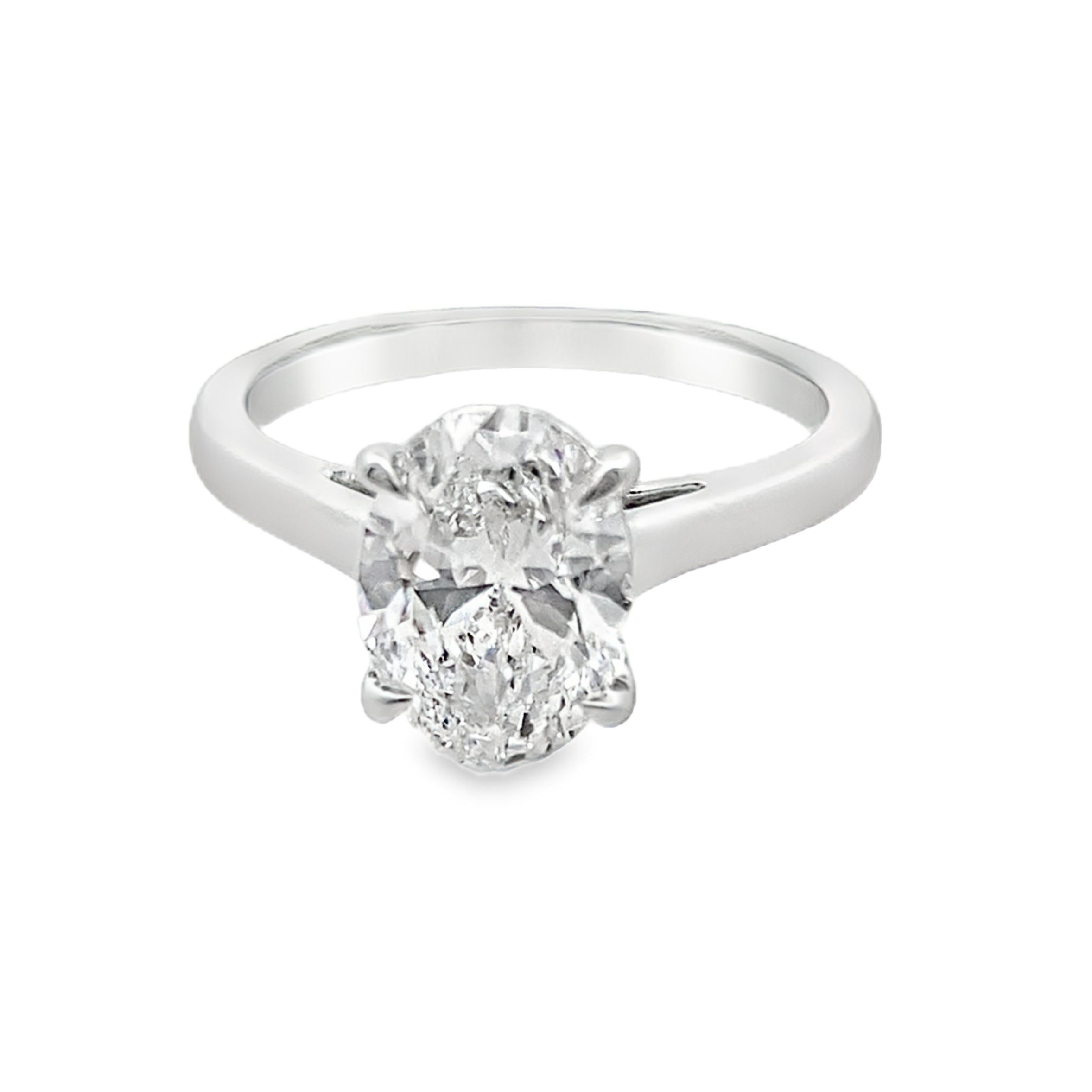 2.00Ctw 14K White Gold Lab Grown Oval Diamond Solitaire Engagement Ring Size 7 2.4Dwt