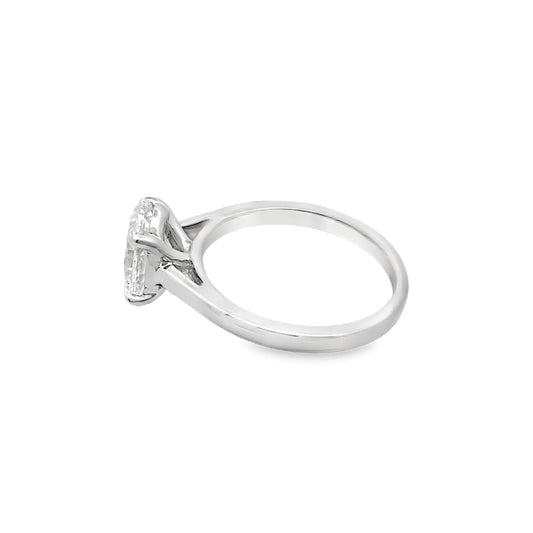 2.00Ctw 14K White Gold Lab Grown Oval Diamond Solitaire Engagement Ring Size 7 2.4Dwt