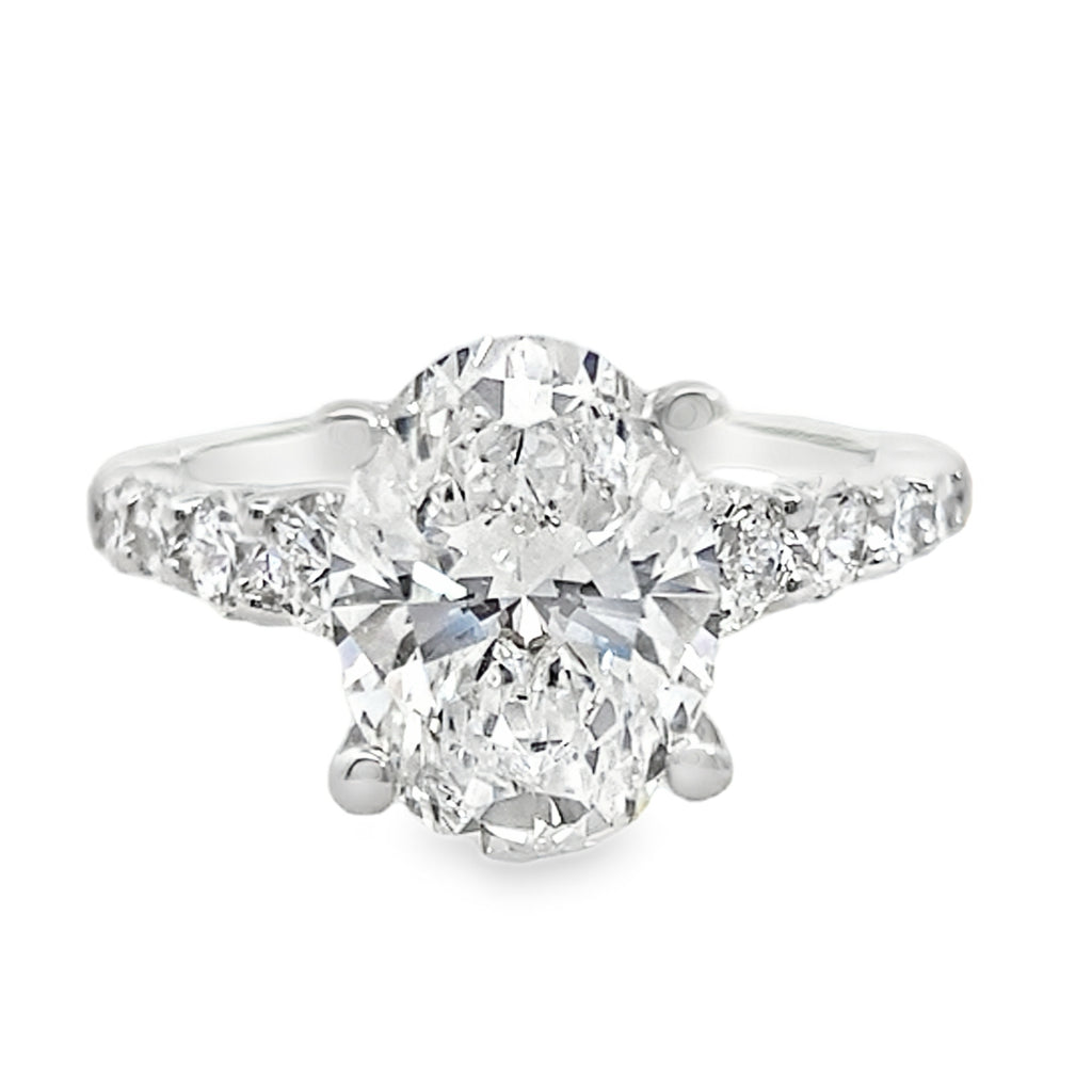 3.75Ct 14K White Gold Lab Grown Diamond Engagement Ring Size 7 3.1Dwt