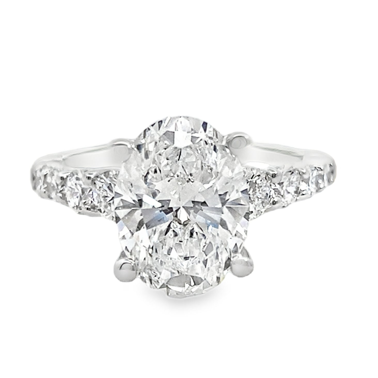 3.75Ct 14K White Gold Lab Grown Diamond Engagement Ring Size 7 3.1Dwt