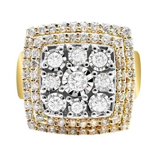 1.25Ctw  10K Yellow Gold Diamond Fashion Ring Size 7 6.4Dwt