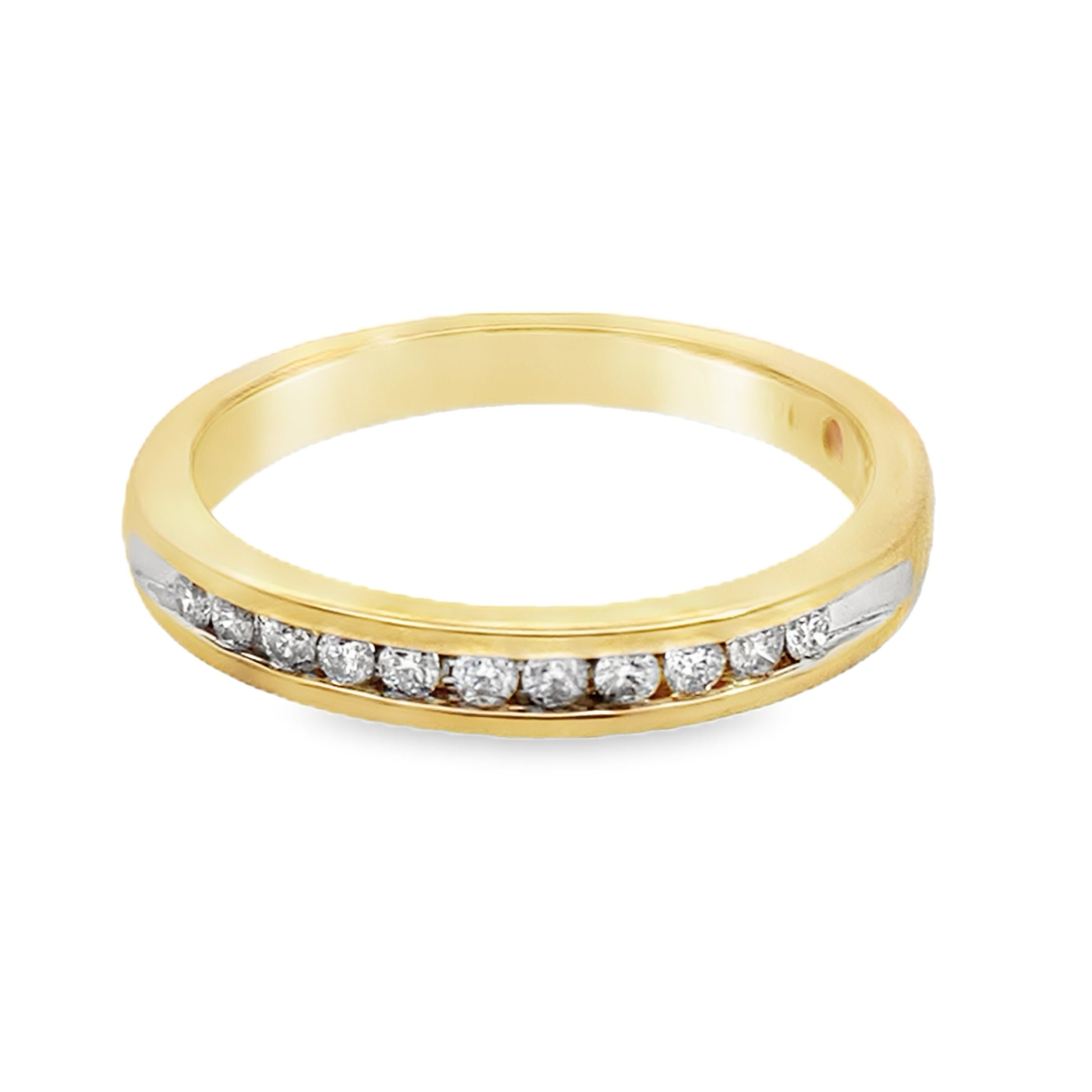 0.15Ct Rd 14K Yellow Gold Diamond Wedding Band Size 7 1.9Dwt