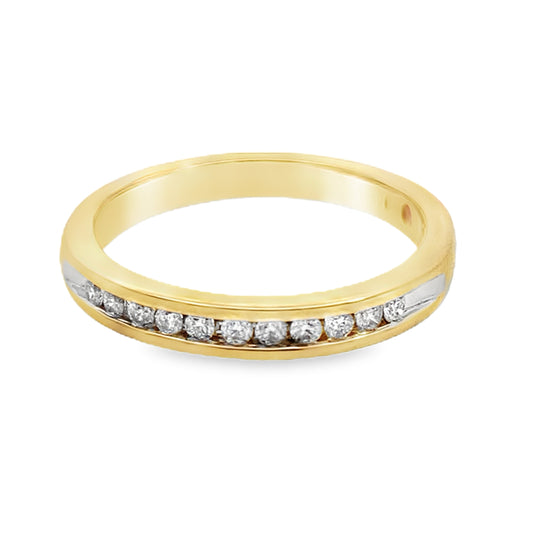 0.15Ct Rd 14K Yellow Gold Diamond Wedding Band Size 7 1.9Dwt