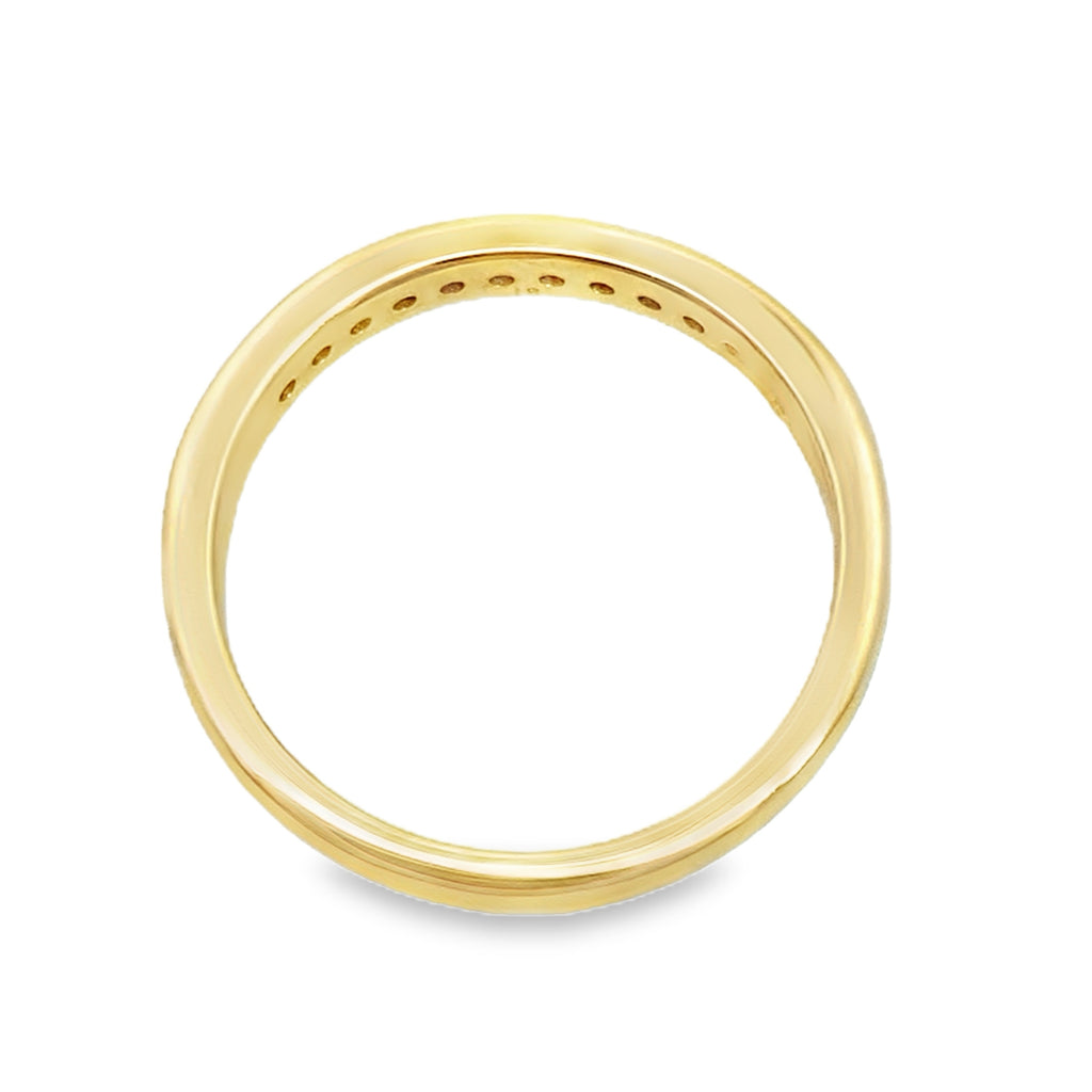 0.15Ct Rd 14K Yellow Gold Diamond Wedding Band Size 7 1.9Dwt