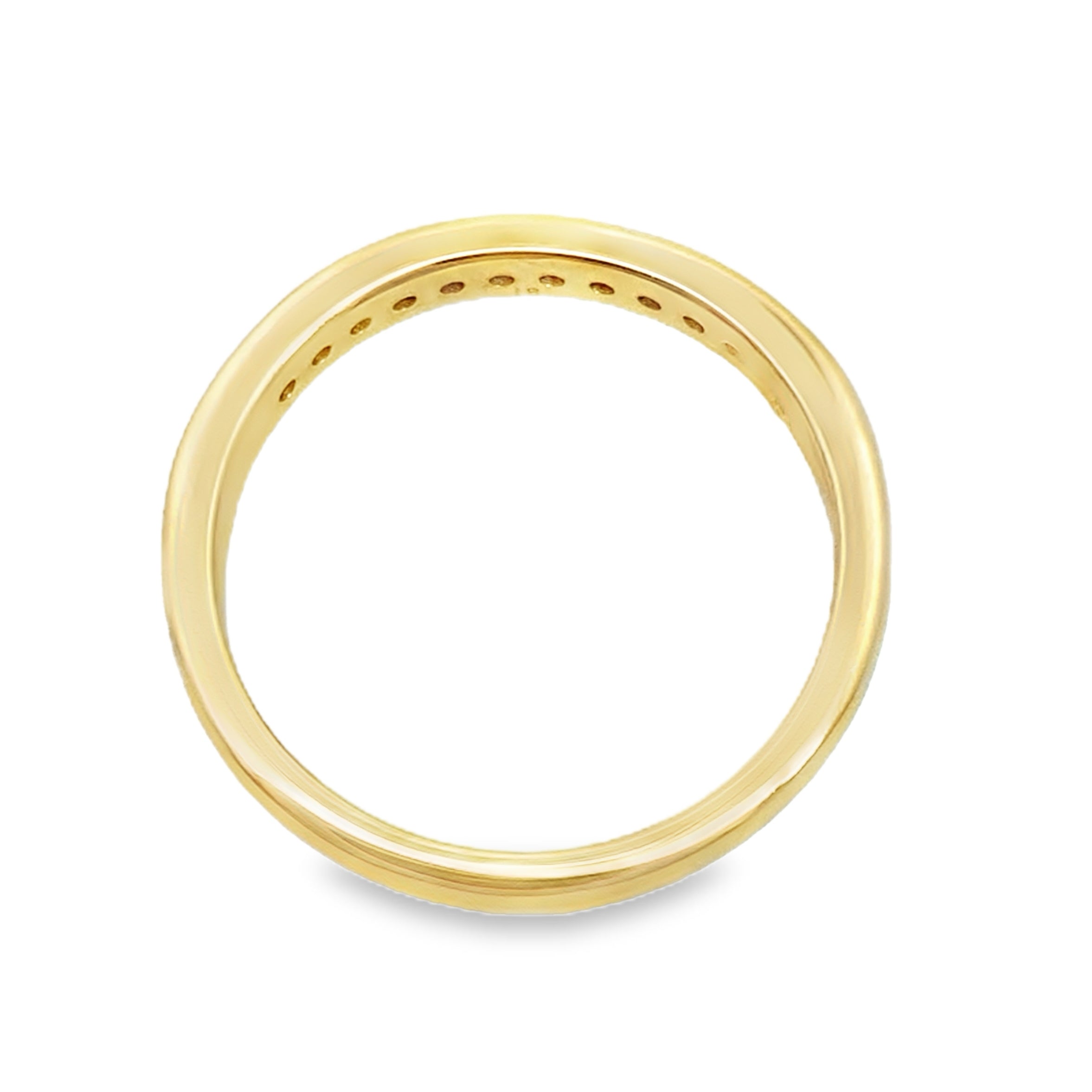 0.15Ct Rd 14K Yellow Gold Diamond Wedding Band Size 7 1.9Dwt