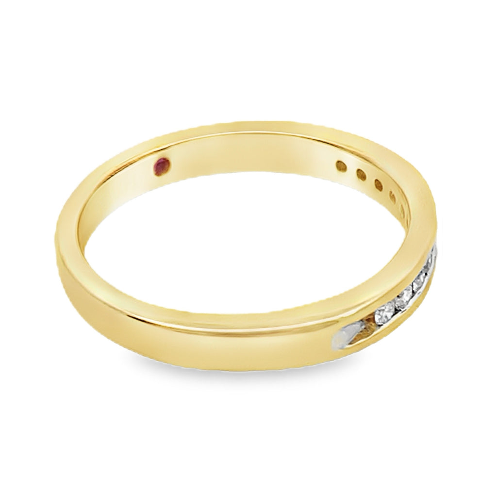 0.15Ct Rd 14K Yellow Gold Diamond Wedding Band Size 7 1.9Dwt