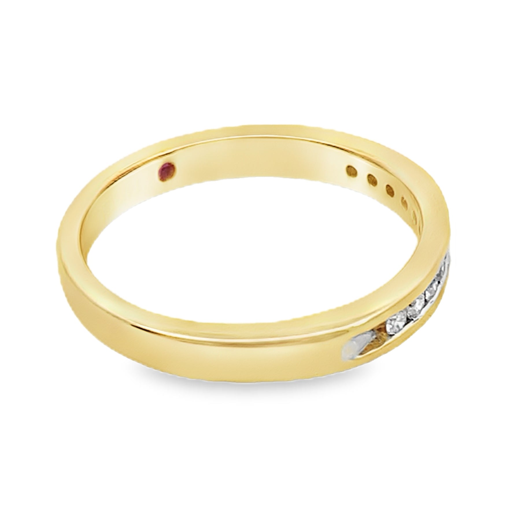 0.15Ct Rd 14K Yellow Gold Diamond Wedding Band Size 7 1.9Dwt