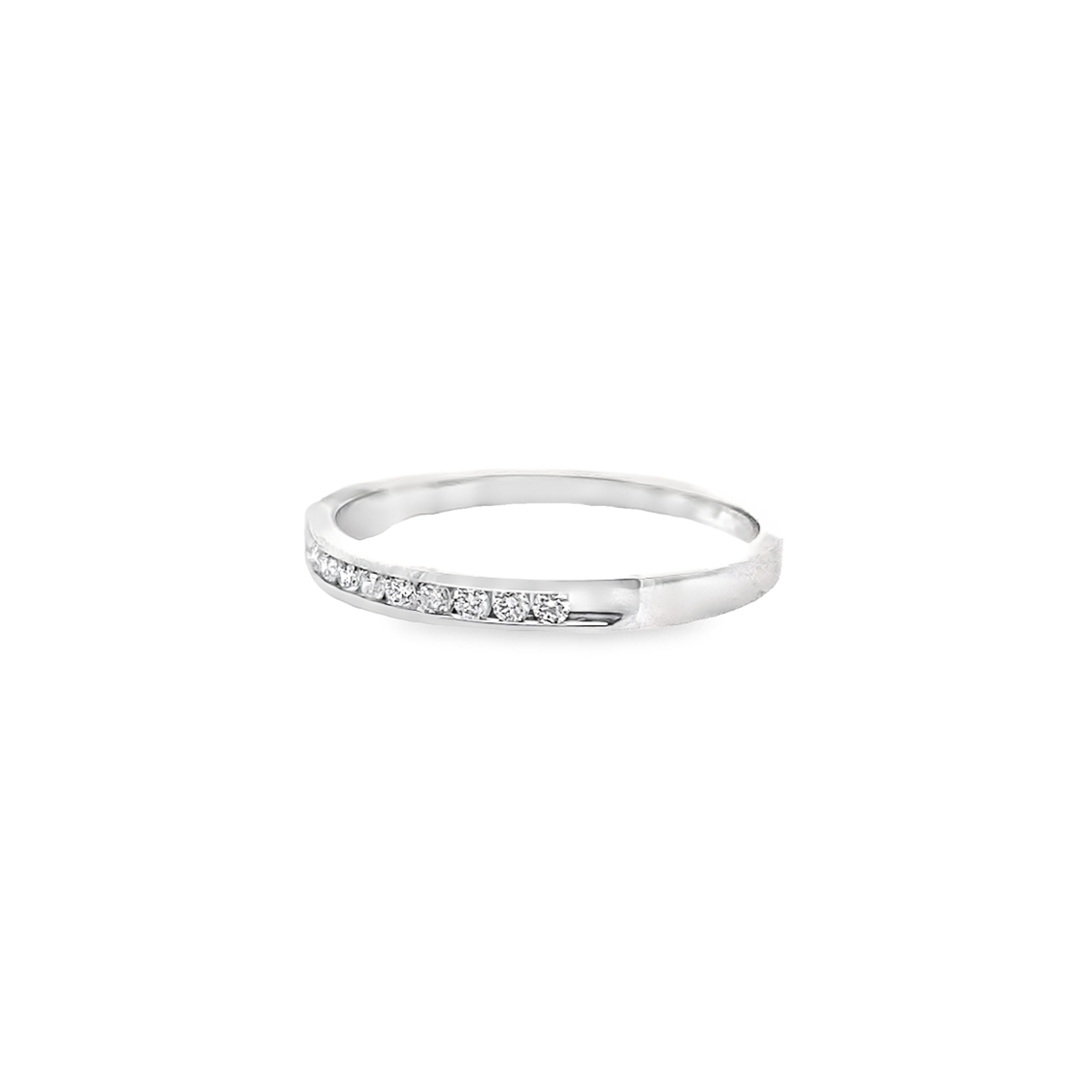 0.10Ctw 14K White Gold Diamond Wedding Band Size 7  1.0Dwt
