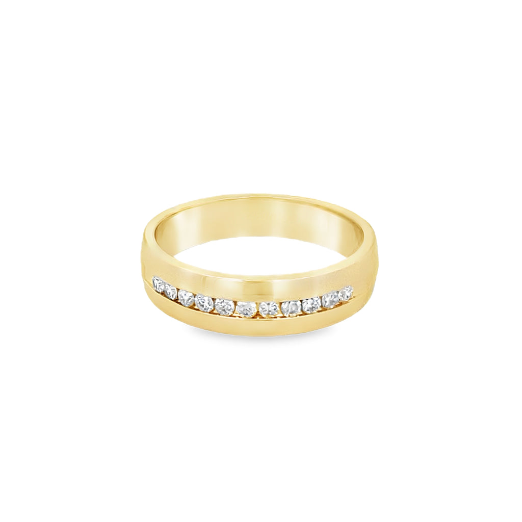 0.27Ctw 14K Yellow Gold Mens Diamond Wedding Band Size 10 3.7Dwt