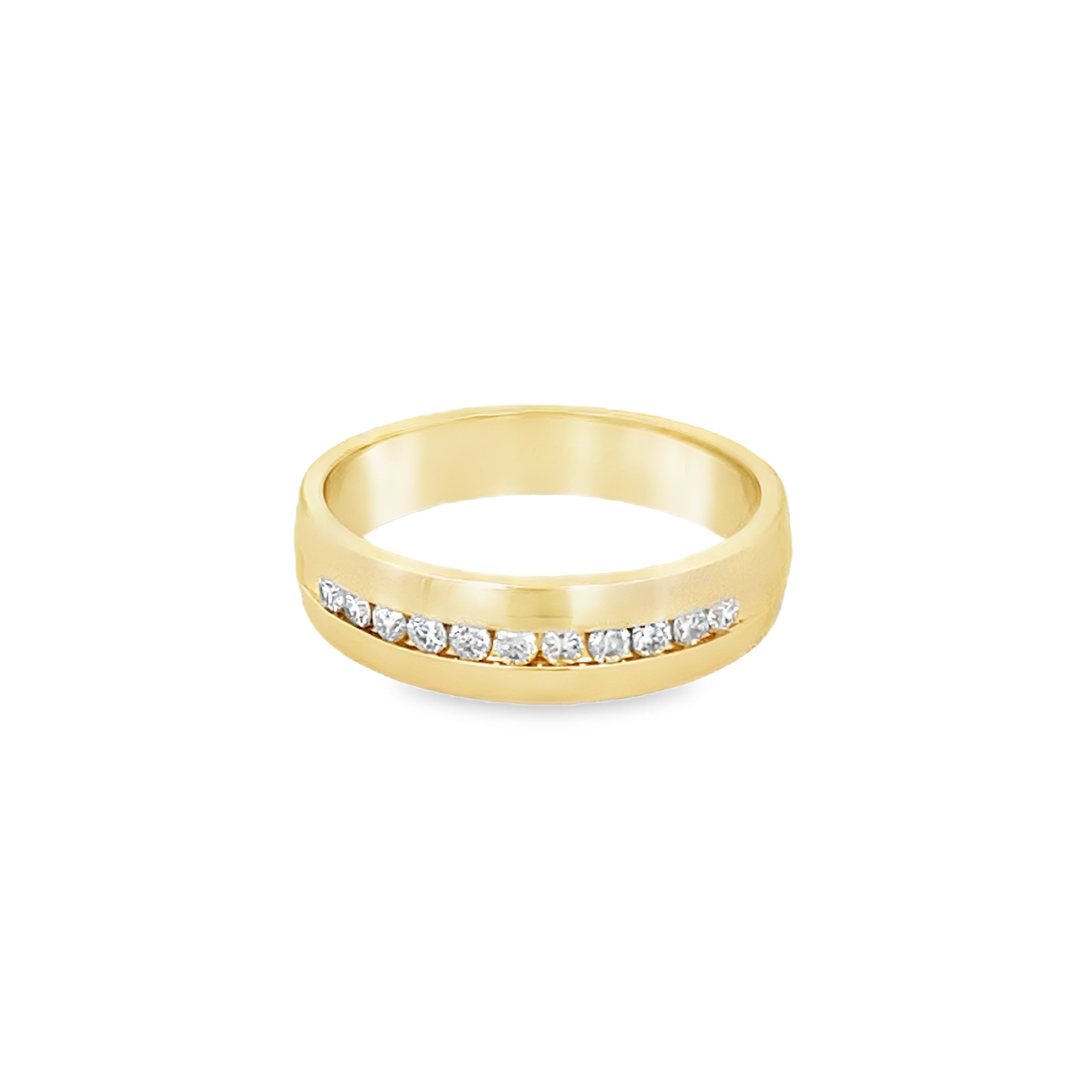 0.27Ctw 14K Yellow Gold Mens Diamond Wedding Band Size 10 3.7Dwt