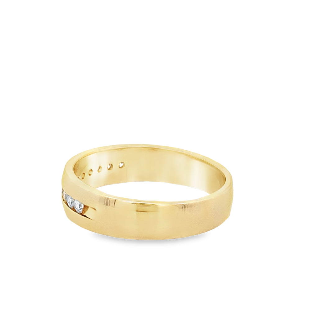 0.27Ctw 14K Yellow Gold Mens Diamond Wedding Band Size 10 3.7Dwt