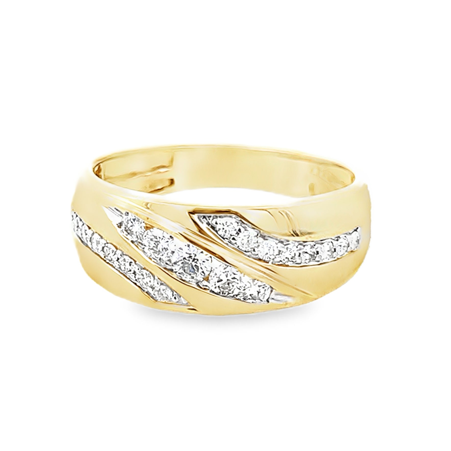 0.50Ctw 14K Yellow Gold Diamond Wedding Band Size 10 3.3Dwt