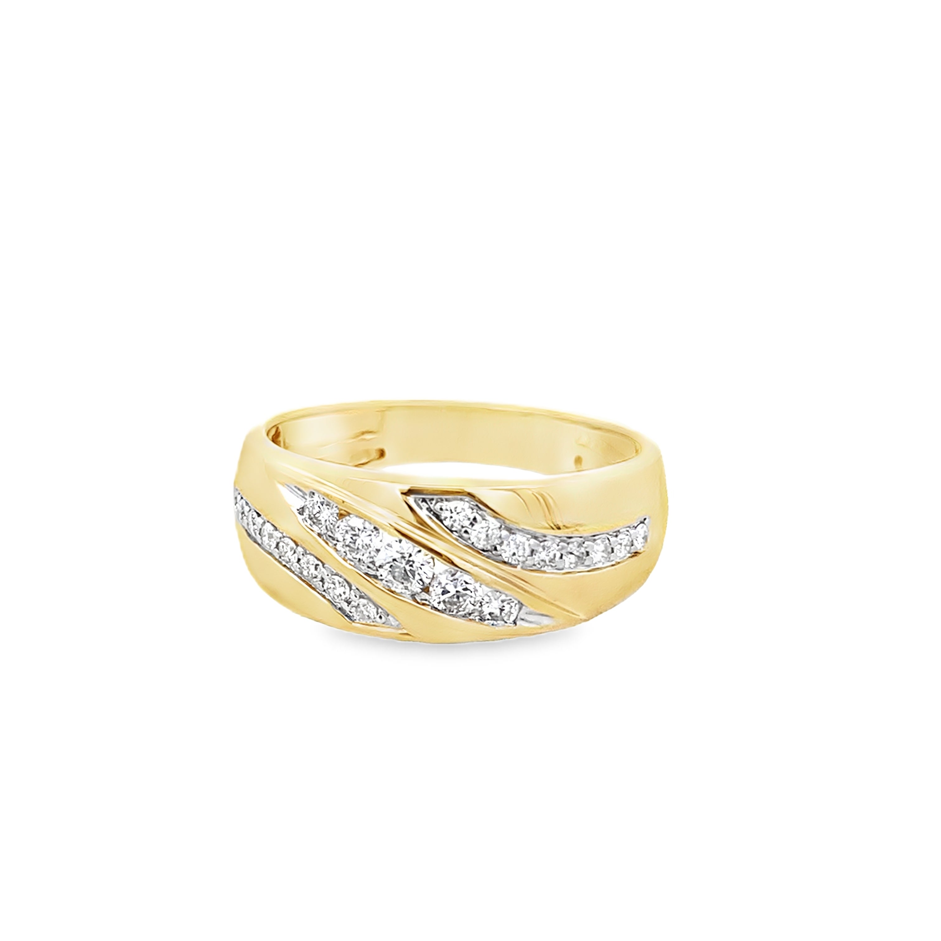 0.50Ctw 14K Yellow Gold Diamond Wedding Band Size 10 3.3Dwt