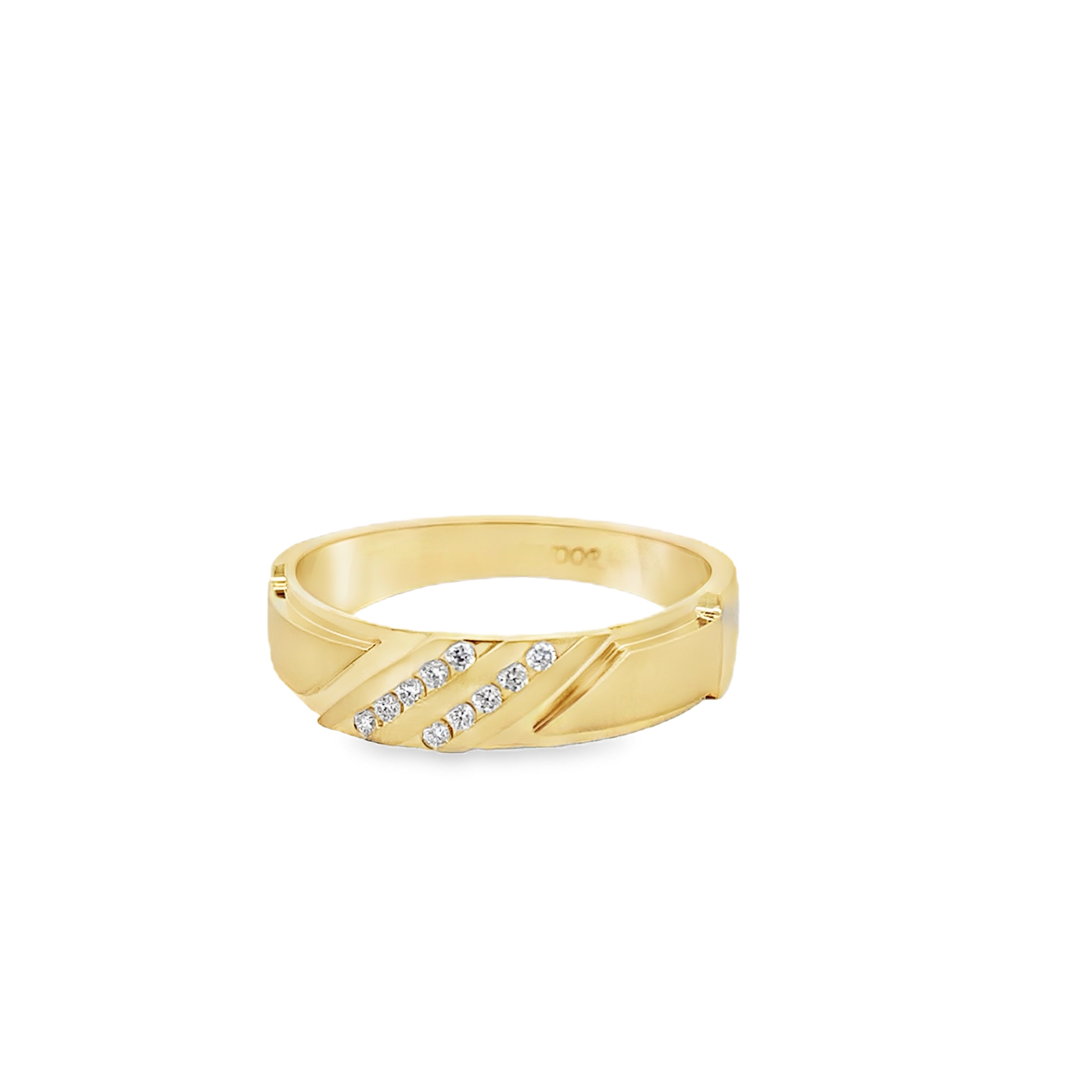 0.10Ctw 14K Yellow Gold Diamond Mens Band Size 10.25 2.7Dwt