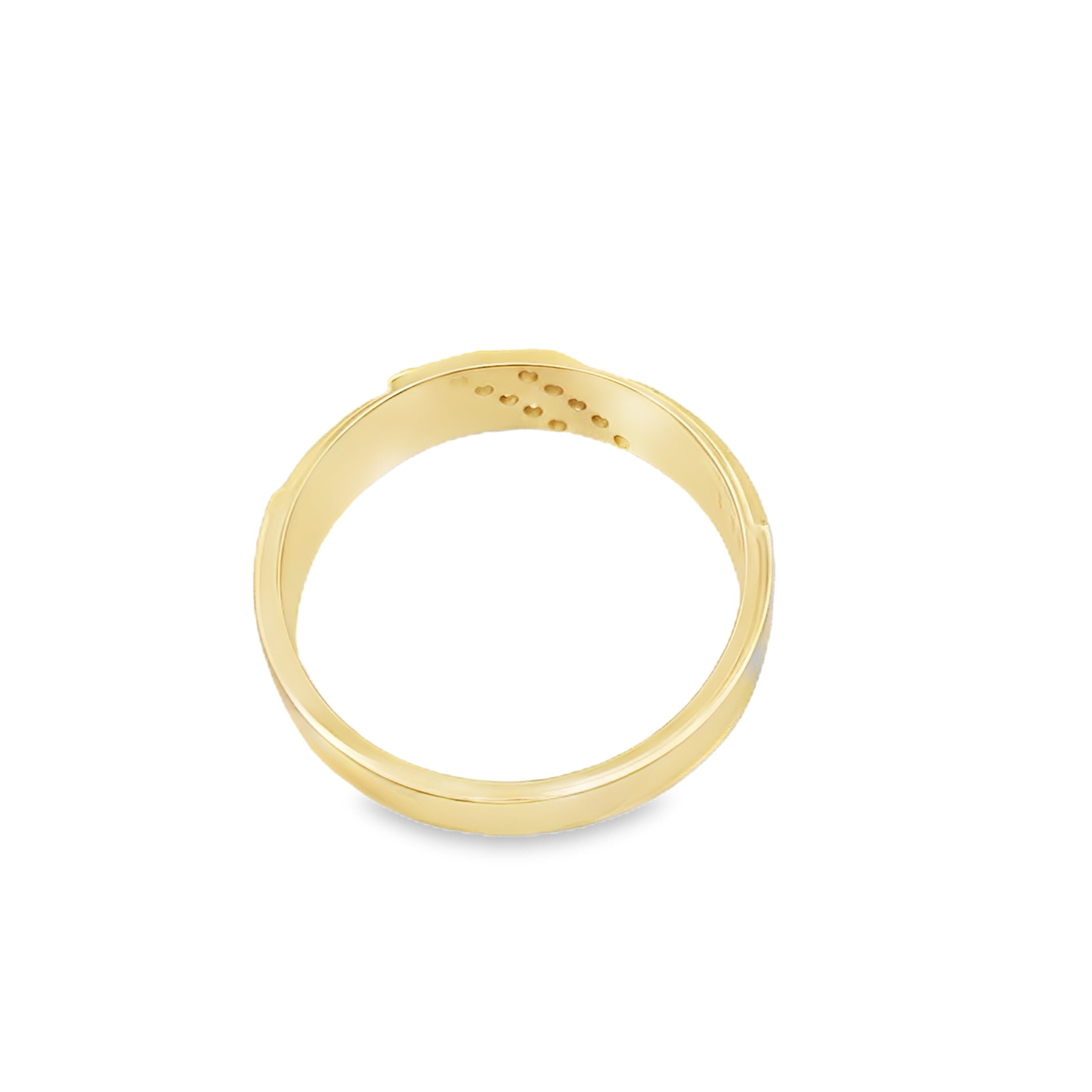 0.10Ctw 14K Yellow Gold Diamond Mens Band Size 10.25 2.7Dwt
