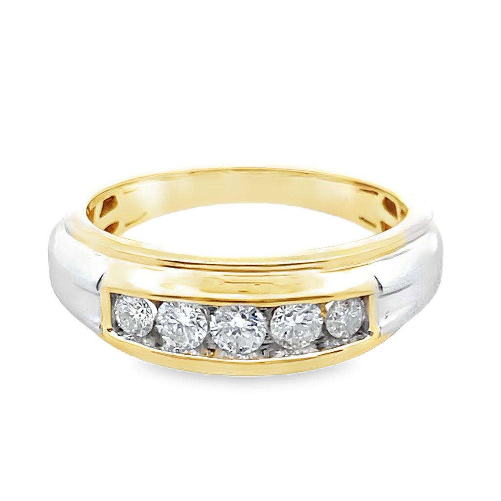 0.50Ctw 14K White Gold Mens Diamond  Wedding Band Size 10 4.3Dwt