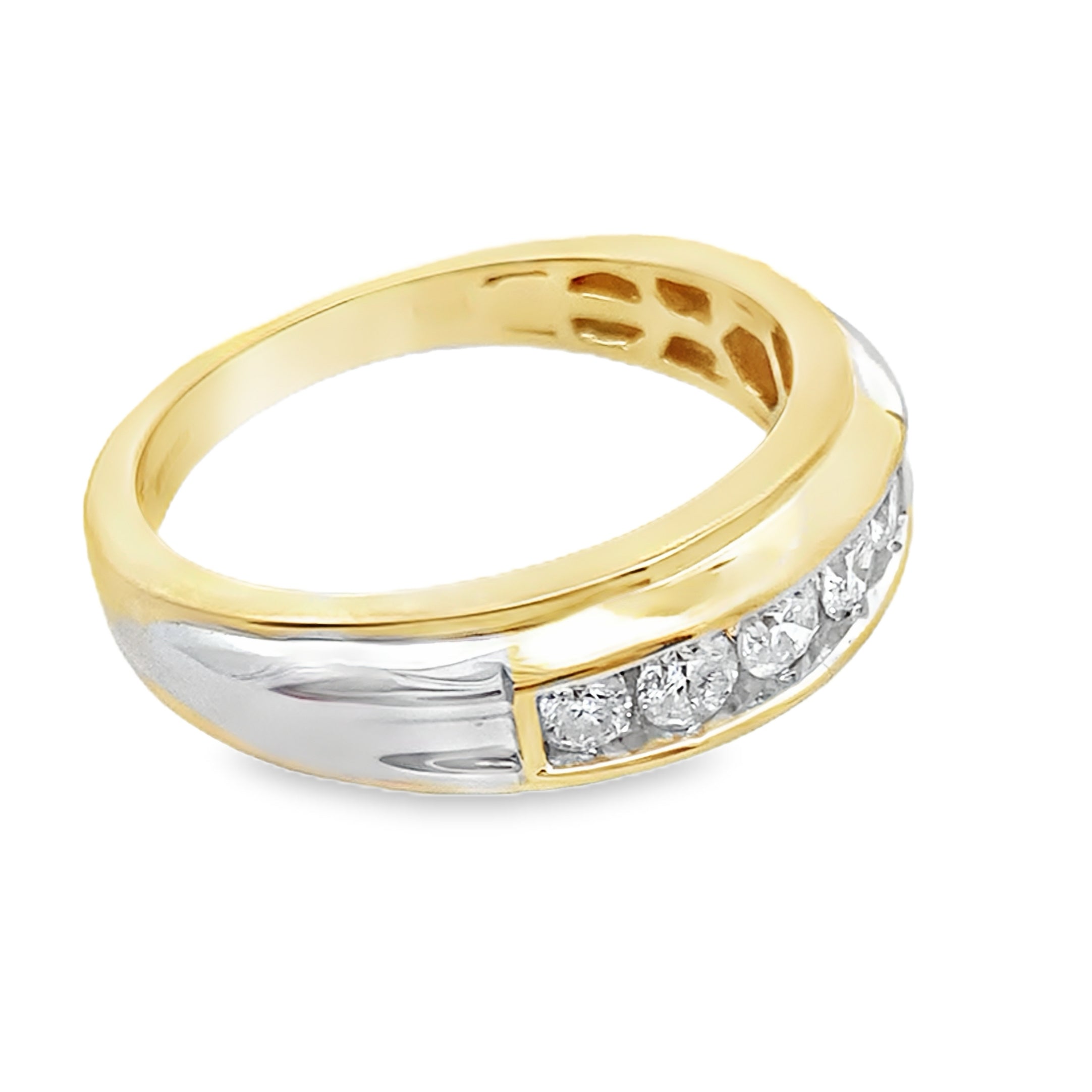 0.50Ctw 14K White Gold Mens Diamond  Wedding Band Size 10 4.3Dwt