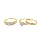 0.40Ctw 10K Yellow Gold Diamond Trio Wedding Set Size 7&10  3.3Dwt