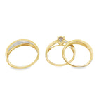 0.40Ctw 10K Yellow Gold Diamond Trio Wedding Set Size 7&10  3.3Dwt