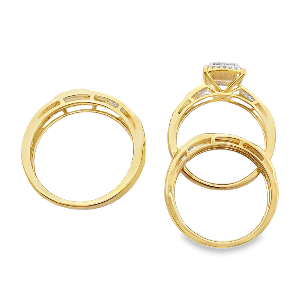 0.50Ctw 10K Yellow Gold Diamond Wedding Trio Size 7 & 10 5.2Dwt