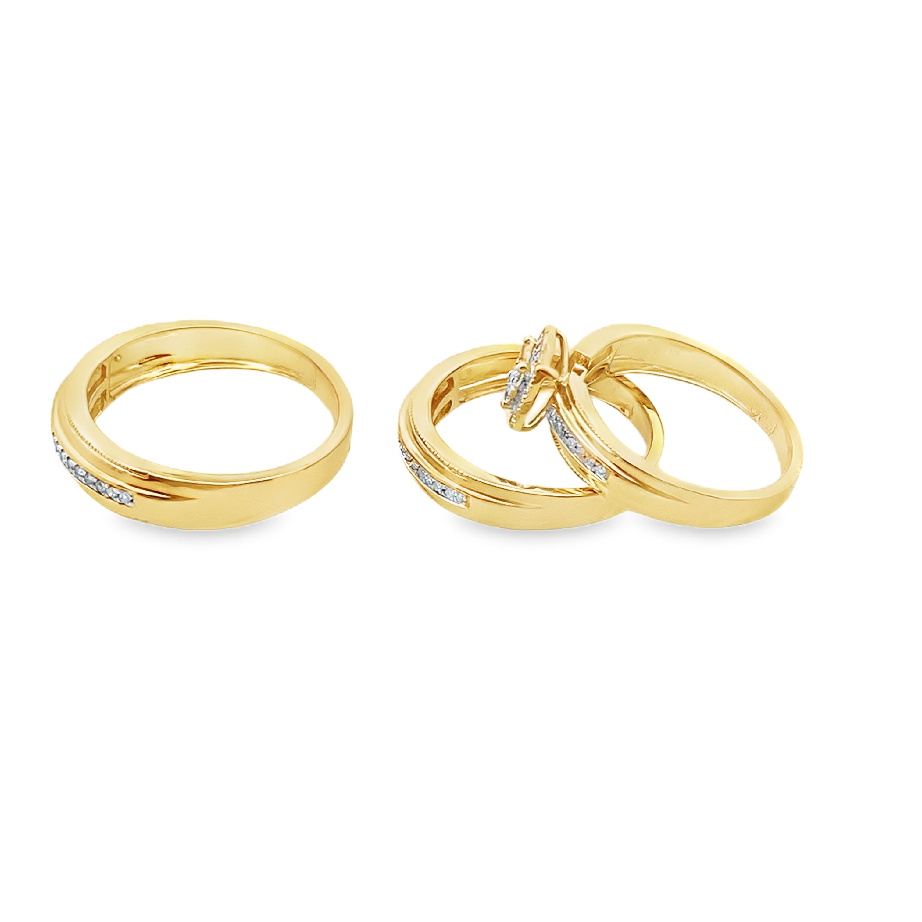 0.50Ct 10K Yellow Gold Diamond Wedding Set Ring Size 7&10 4.8Dwt