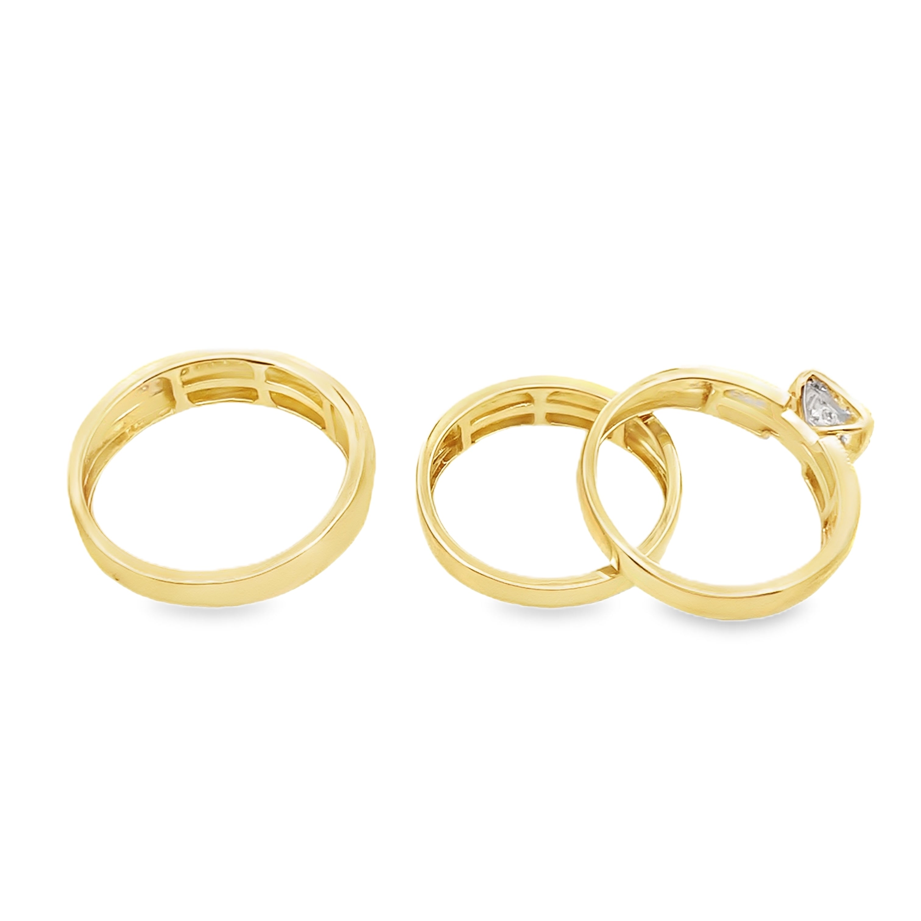 0.50Ct 10K Yellow Gold Diamond Wedding Set Ring Size 7&10 4.8Dwt