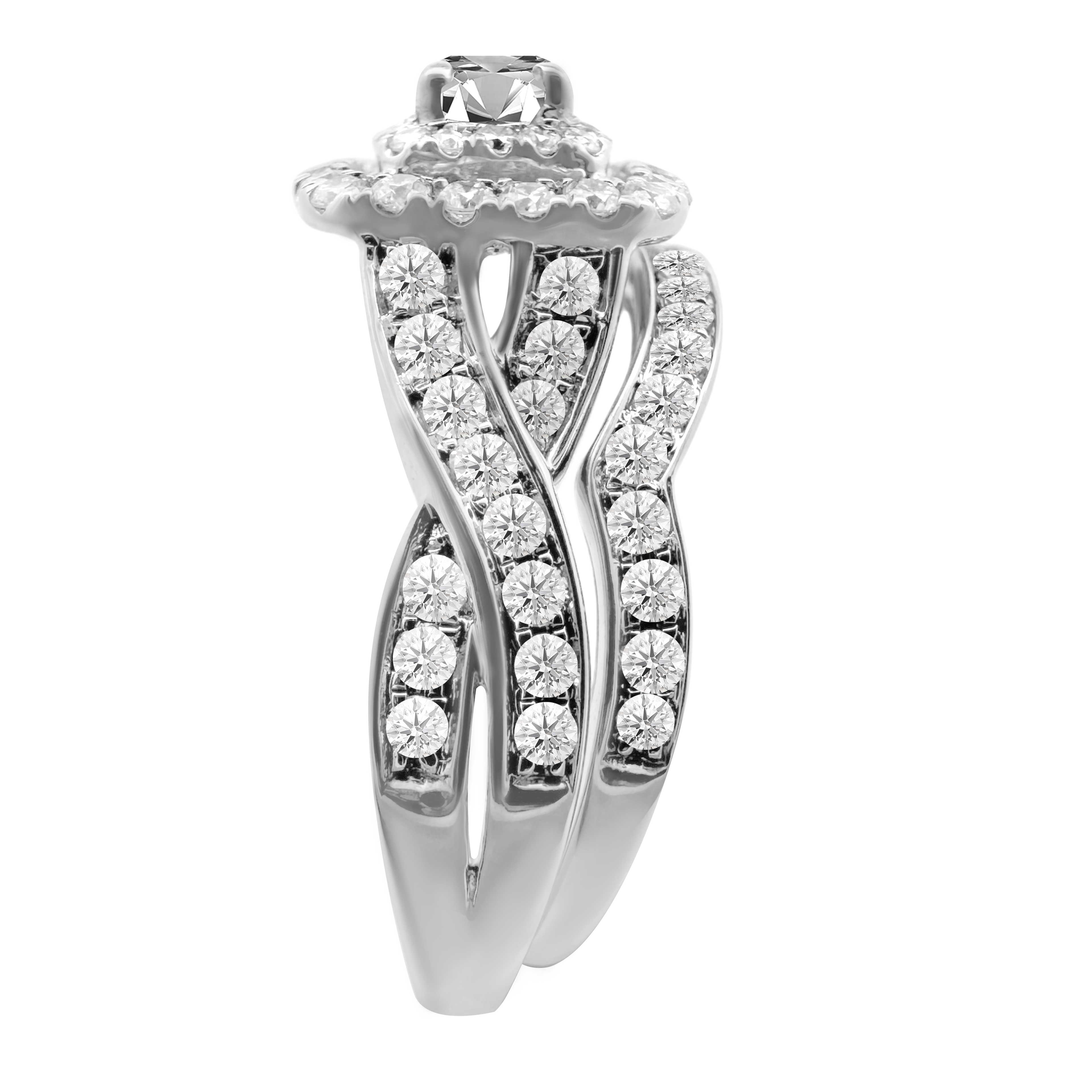 1.00Ctw 14K White Gold Diamond Wedding Set Size 7 3.2Dwt
