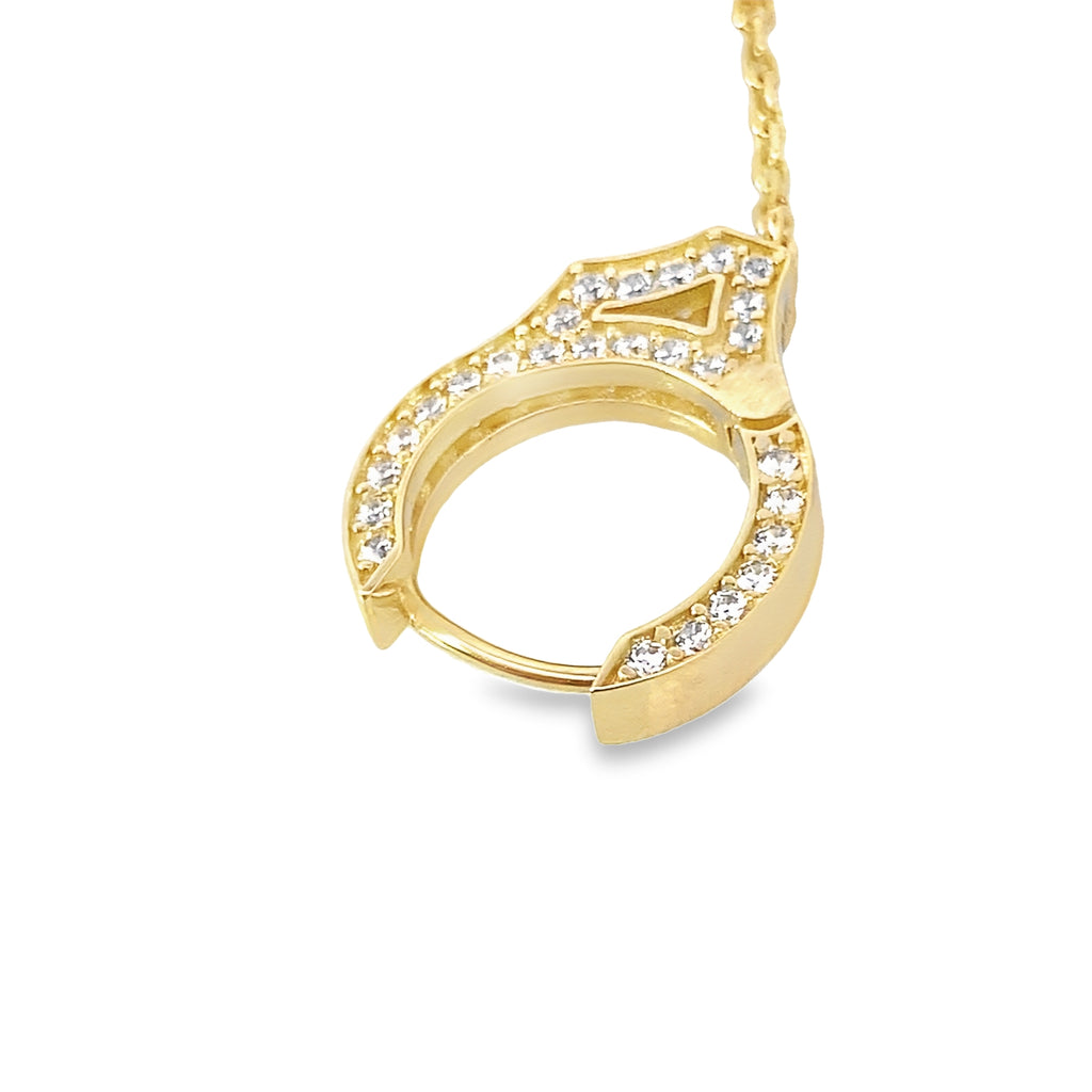 14K Yellow Gold Double Cuff Chained Single Earring 2.2Dwt