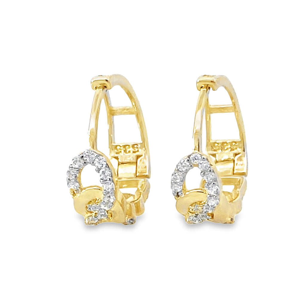 14K Yellow Gold Cz Small Hoops Earrings 1.7Dwt