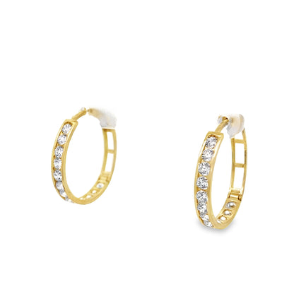 10K Yellow Gold Cz Hoop Earrings 2.3Dwt